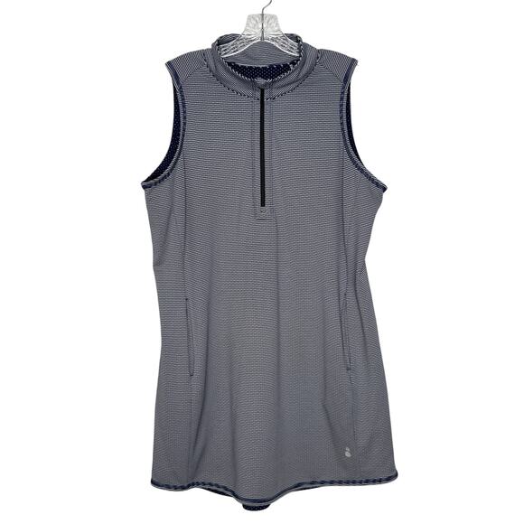 Tommy Bahama IslandZone Sleeveless Zip Polo Top XL Striped Activewear - Picture 1 of 10